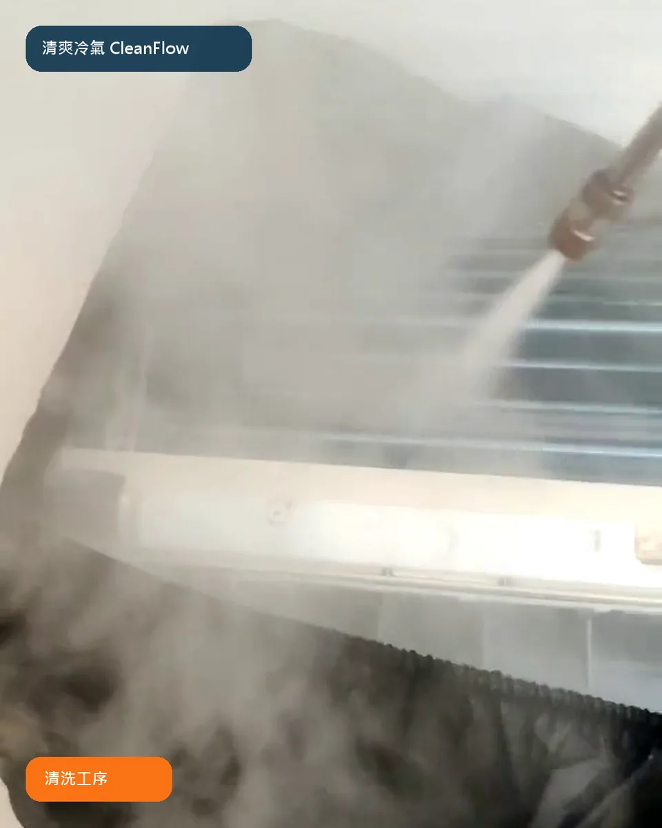 已設好集水保護後沖洗掛牆式分體冷氣蒸發器可處理位置